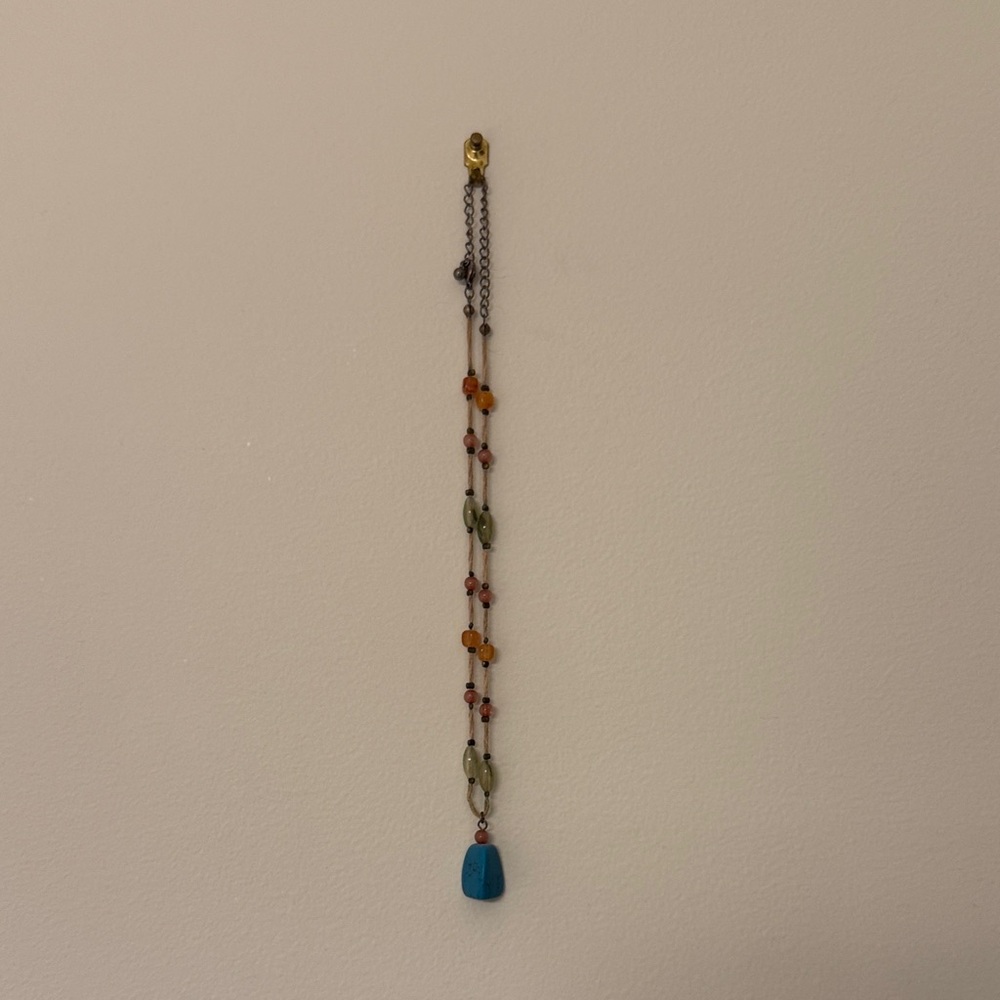 Beaded Necklace | Colorful / Blue Pendant